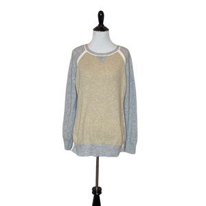 BYLYSE crew color block cotton/camel sweater L